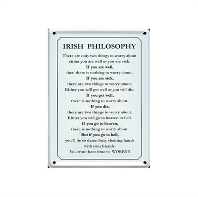 "Irish Philosophy" mini metalskilt