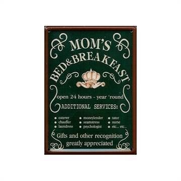 "Moms B&B" mini metalskilt