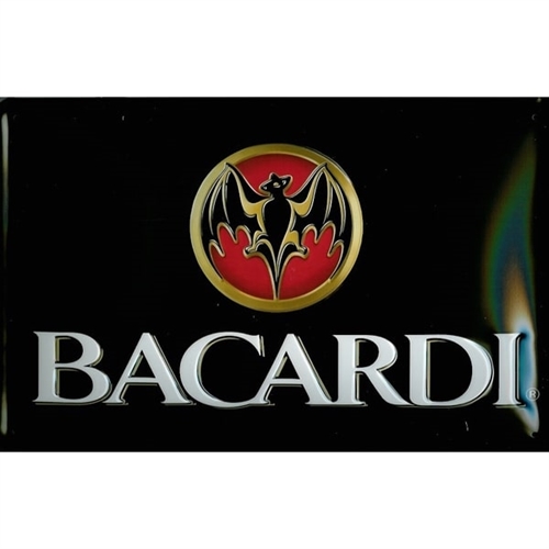 Bacardi metalskilt, Label