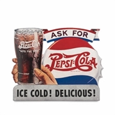 Pepsi Cola Retro metalskilt, Glas